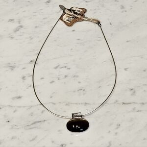 NWT - Elegant Dark Brown Faux Marble Pendant Necklace